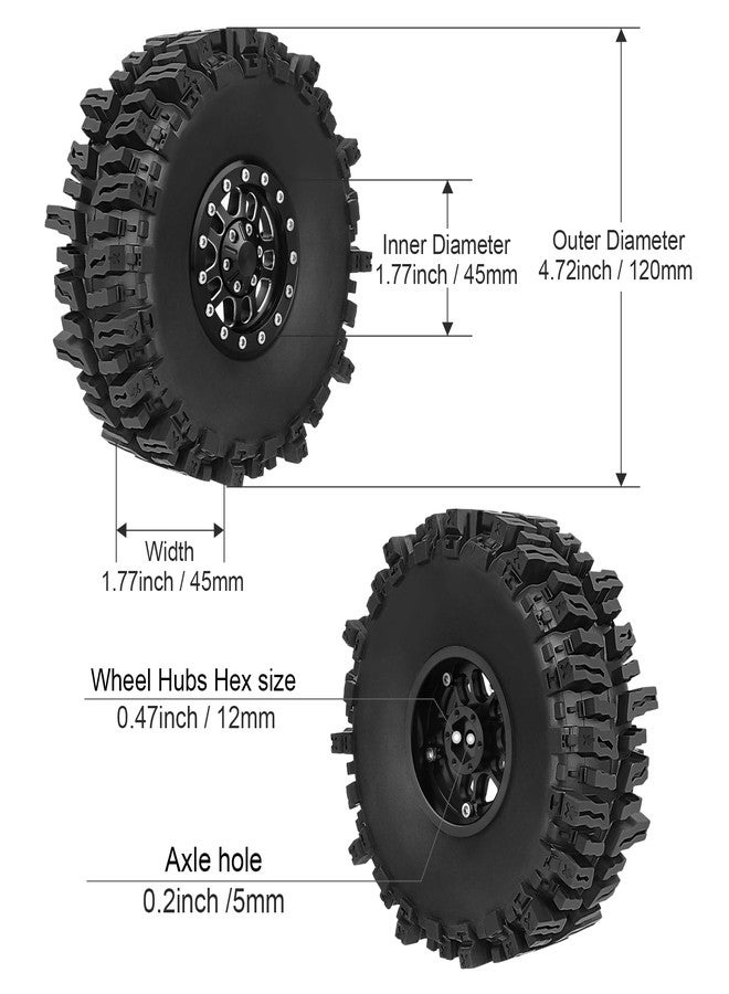 HobbyPark 1.9 Beadlock Wheels for TRX4 Axial SCX10 II III RR10 Wraith Redcat Gen 8 Gen 7 RC4WD 1/10 Scale RC Crawler Car (Black Ring w/Tires) - Image 2